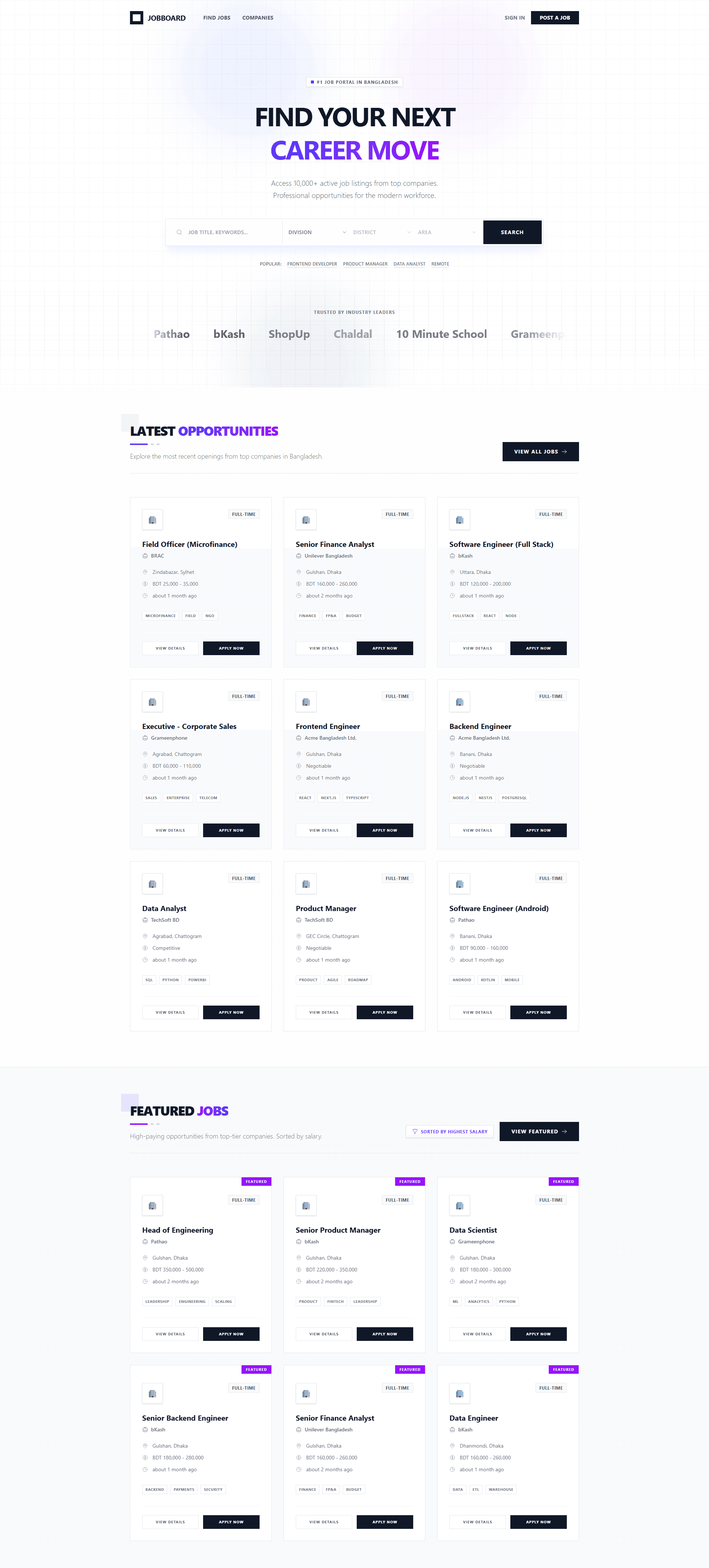 Job Board platform screenshot