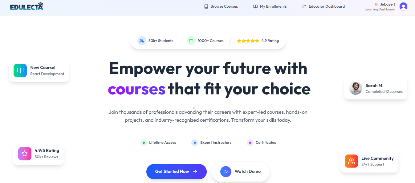 Edulecta platform screenshot